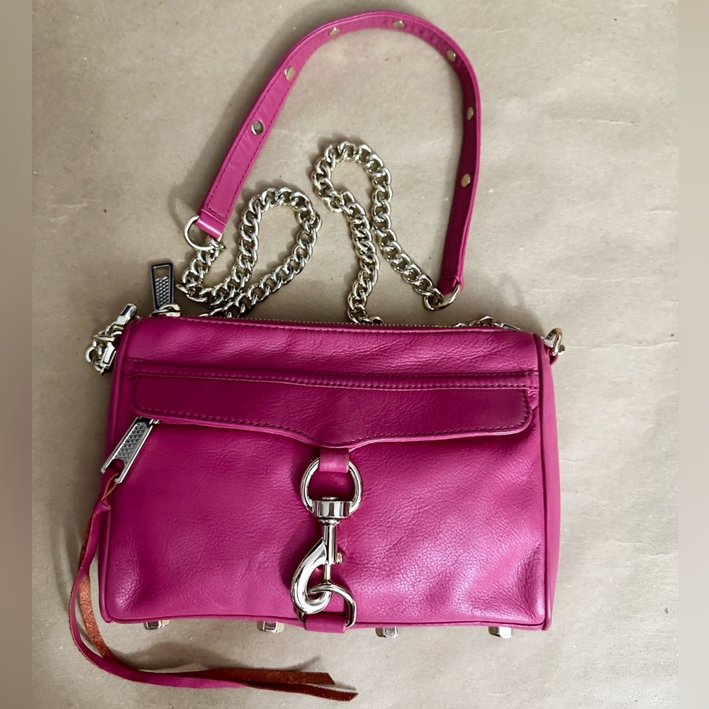 Rebecca Minkoff Mini MAC Hot Pink Leather Crossbody Shoulder Bag